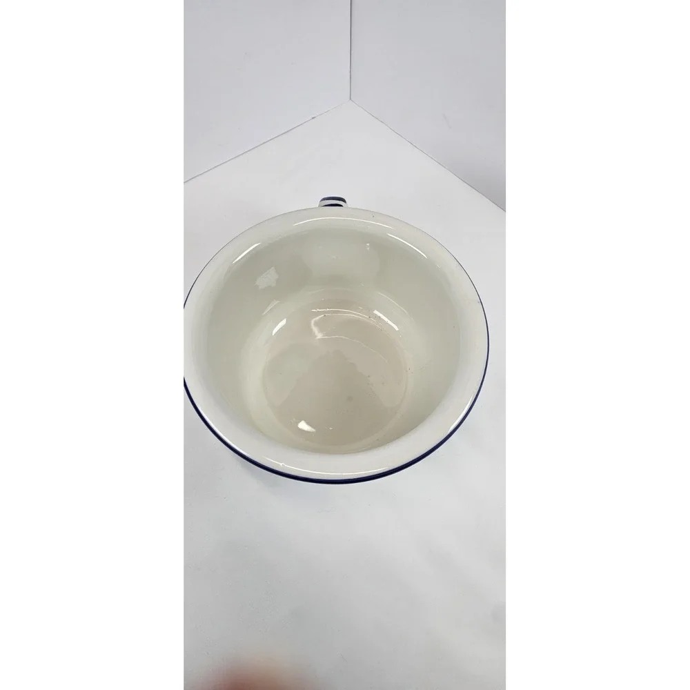 Vintage Blue Floral Handled‎ Soup Bowl Ceramic Serving Dish Farmhouse Kitchen